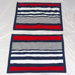 Izod Blokecore Striped Red White Blue Patriotic Pillow Standard Shams Set Of 2
